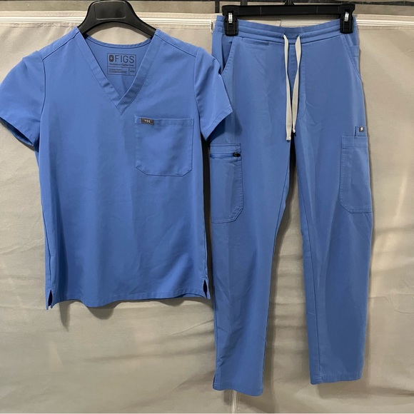 Figs Tops Figs Ceil Blue Xxs Scrub Set Xxs Scrub Top And Xxs Scrub